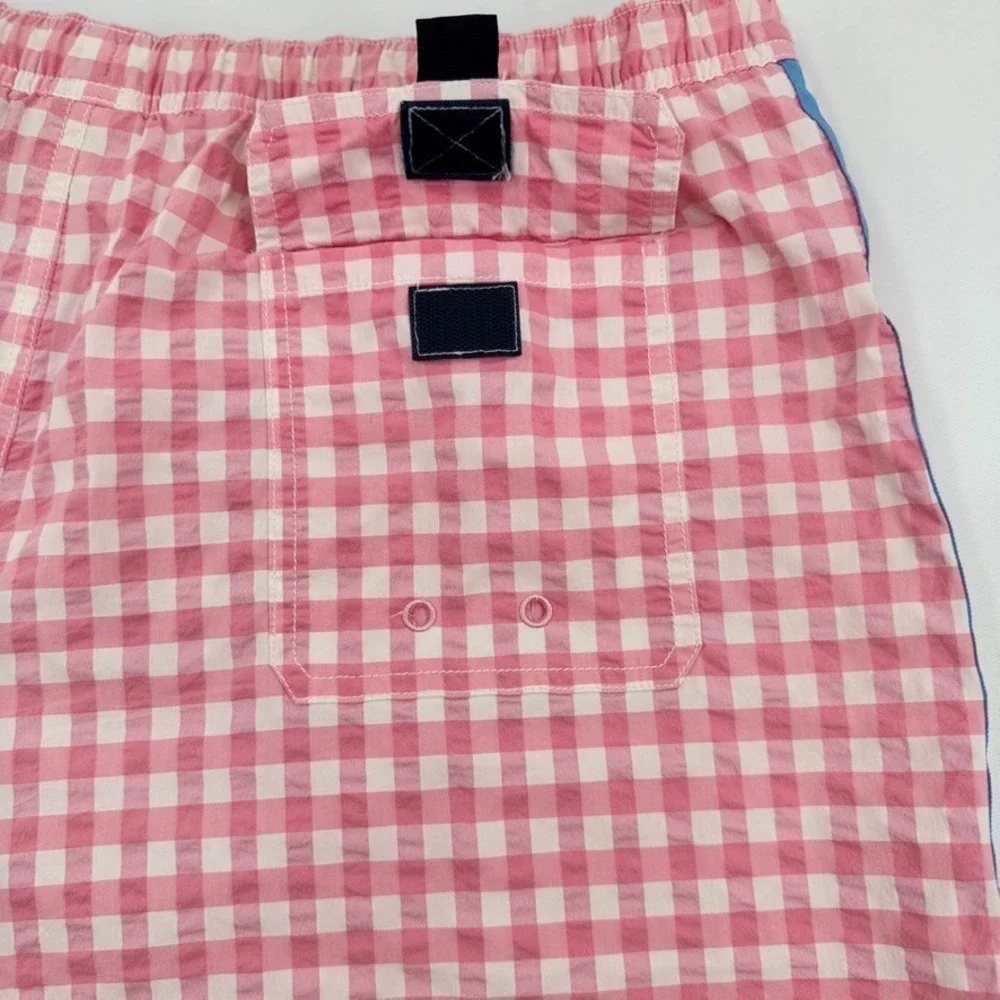 Vineyard Vines Swim Trunks Pink‎ Gingham Check Mesh Lined Size XL Preppy Beach